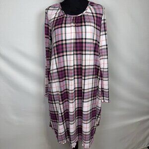 Comfort Code by CuddleDuds XS Women's Brushed Ultra Knit Sleepshirt Purple Plaid